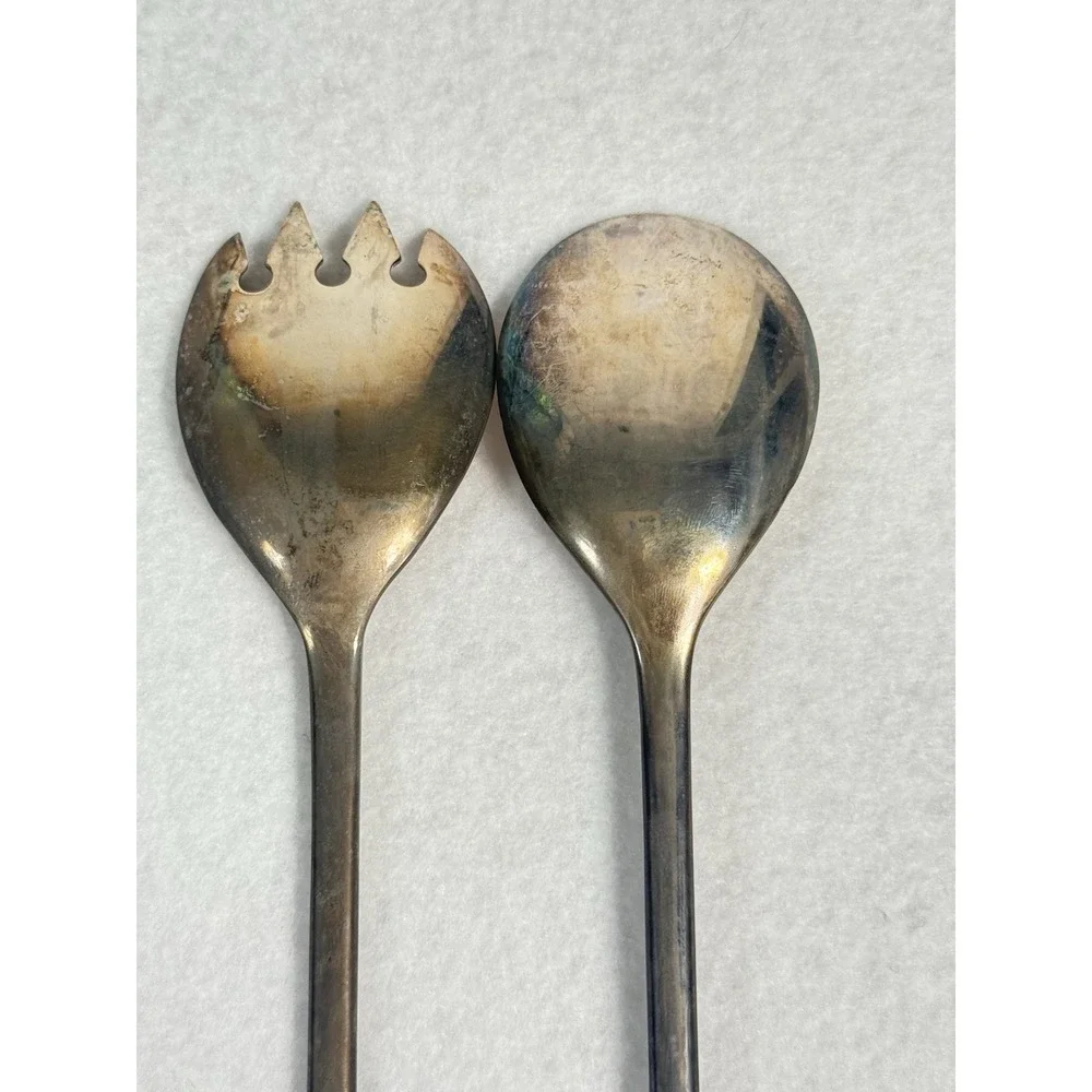 Vintage FB Rogers Italy Silver Plated Salad Serving‎ Spoon and Fork 9 1/4